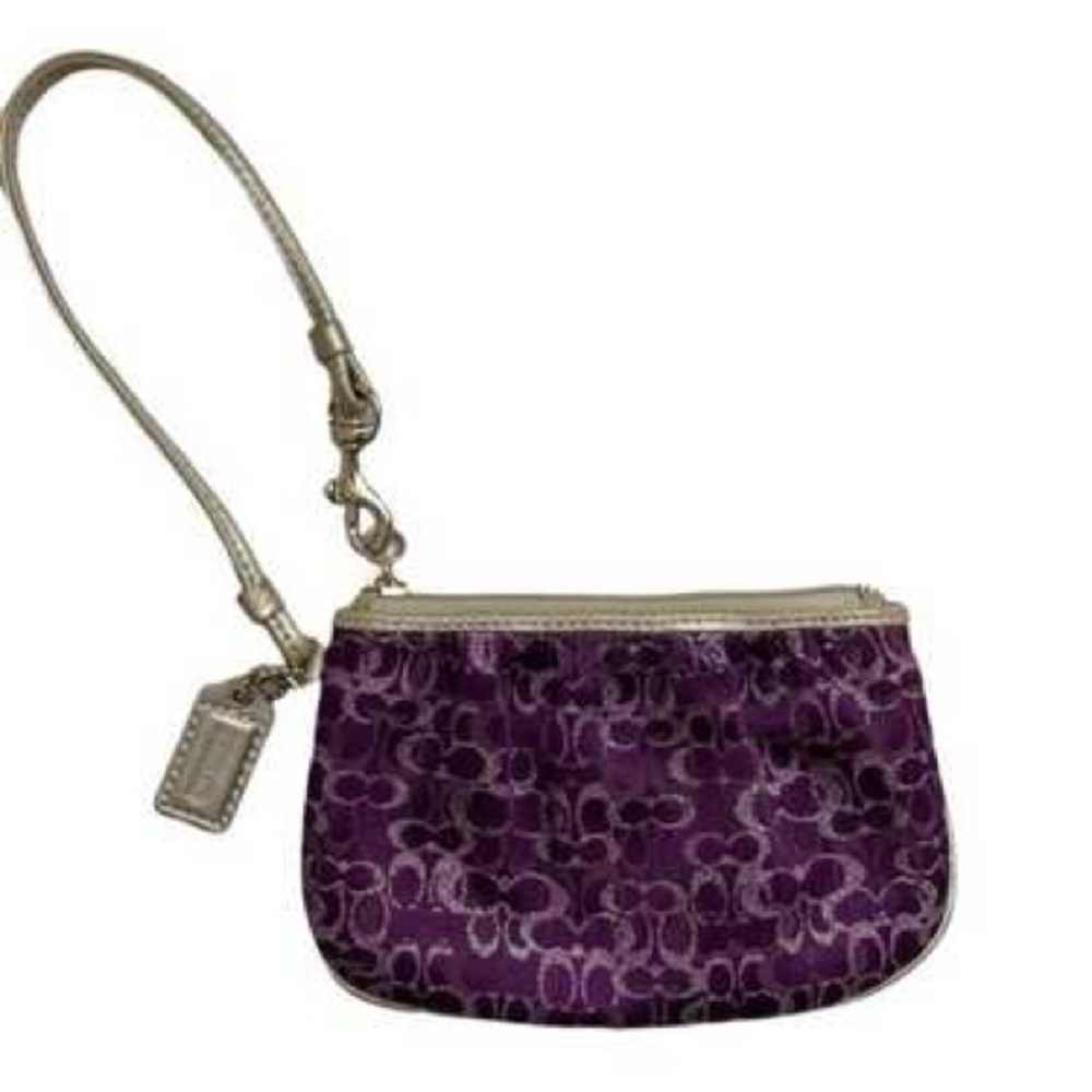 💜Metallic Purple Signature C Coach Wristlet 🤍 Y2K